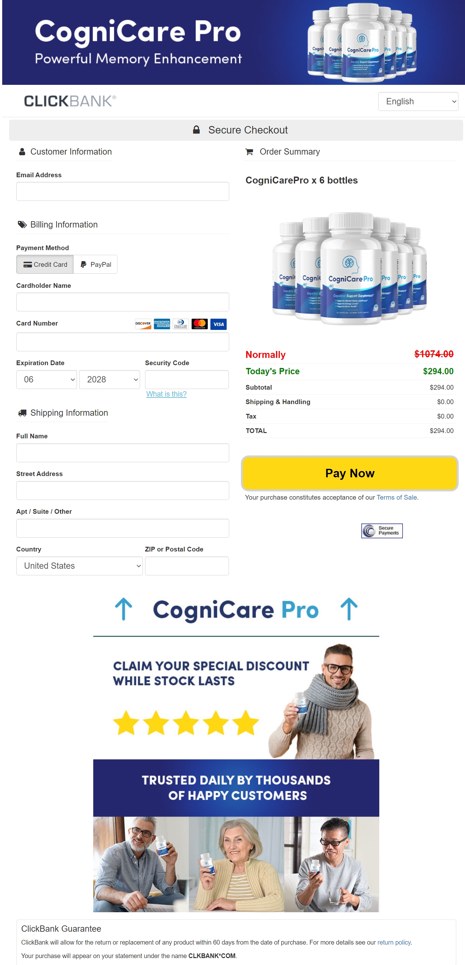 CogniCare Pro secure checkout